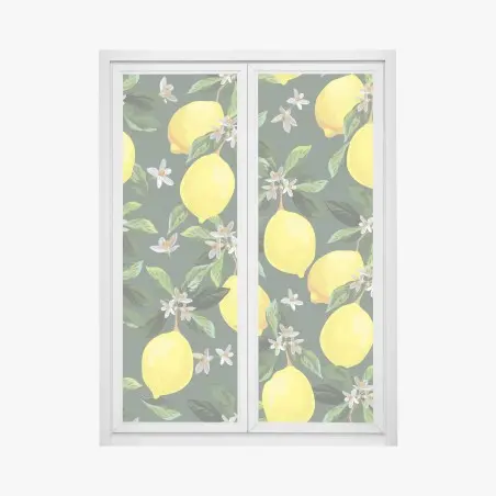 Fensteraufkleber botanisches zitronenmuster – Pixers®