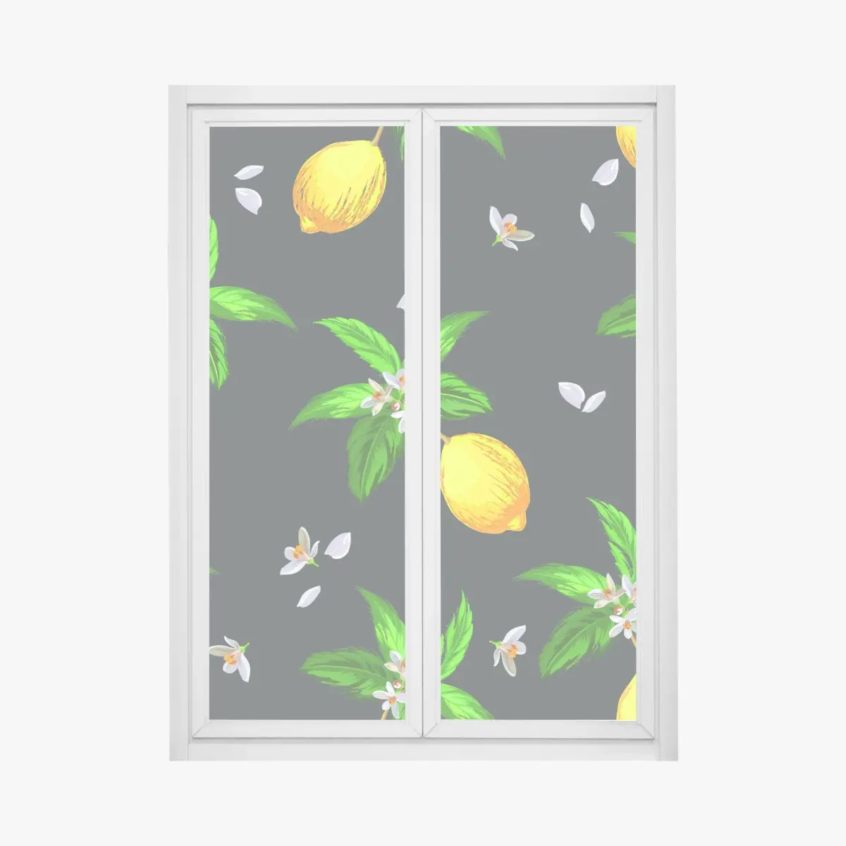 Fensteraufkleber leuchtendes zitronenmuster mit grünen blättern – Pixers®
