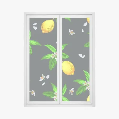 Fensteraufkleber leuchtendes zitronenmuster mit grünen blättern – Pixers®
