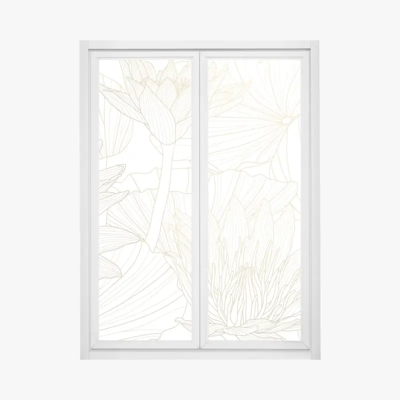 Fensteraufkleber zarte goldene blütenlinien