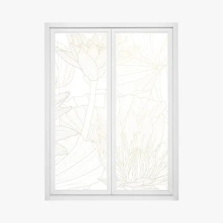 Fensteraufkleber zarte goldene blütenlinien – Pixers®