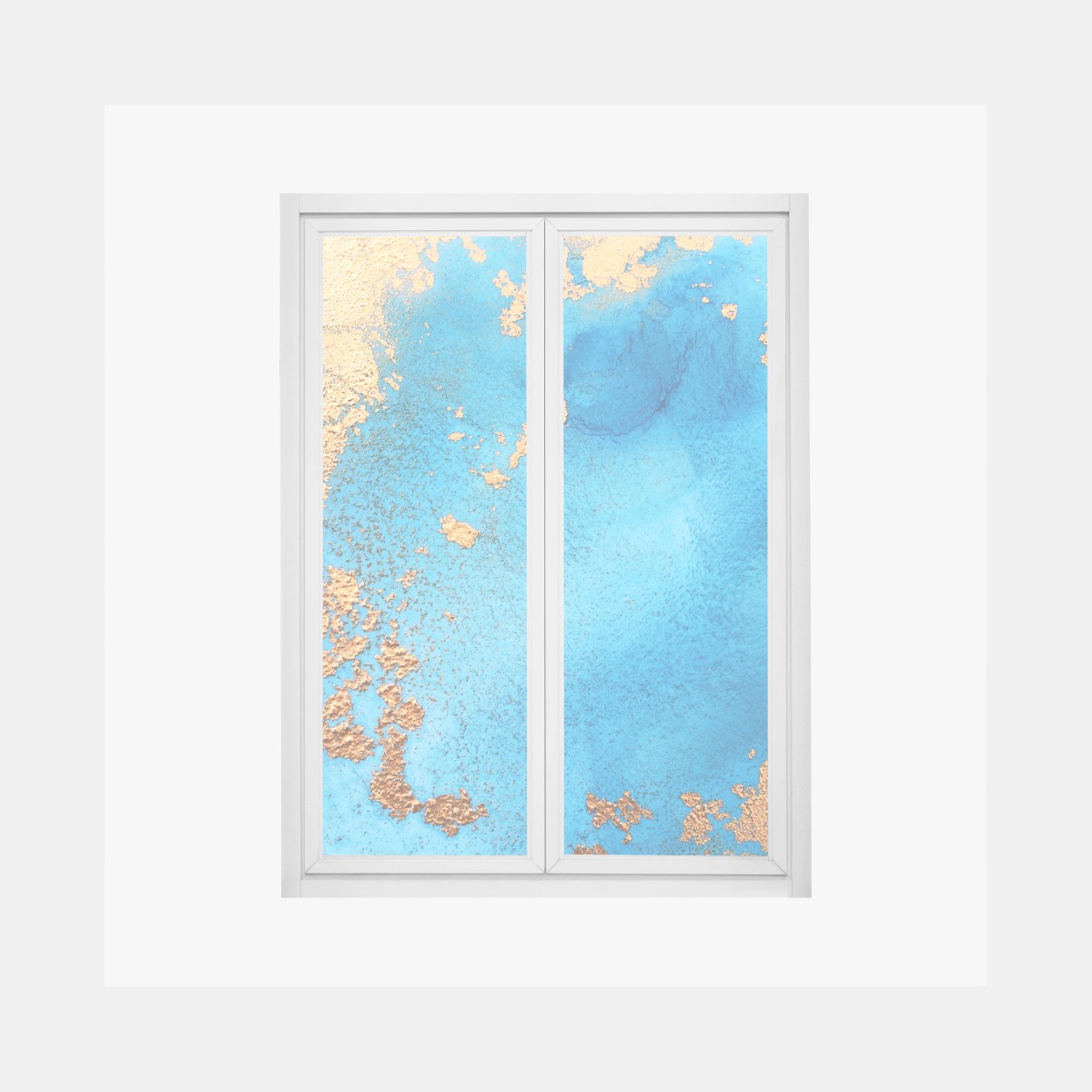 Fensteraufkleber blau-gold abstrakte ozeantextur – Pixers®