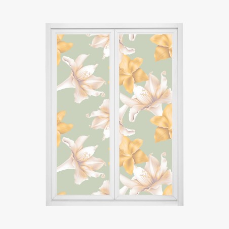 Fensteraufkleber goldene lilien botanisches muster – Pixers®