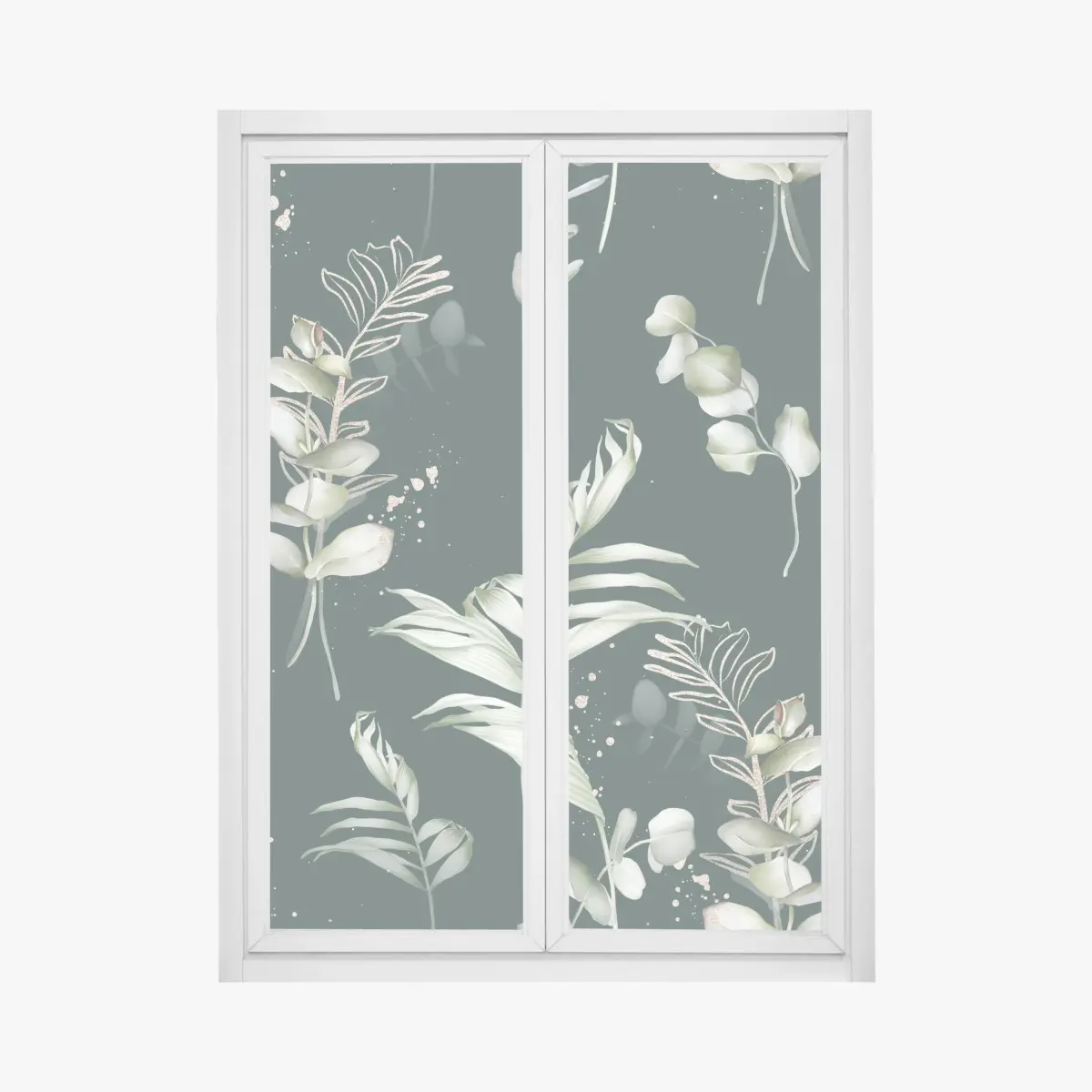 Fensteraufkleber eukalyptus muster mit goldakzenten – Pixers®