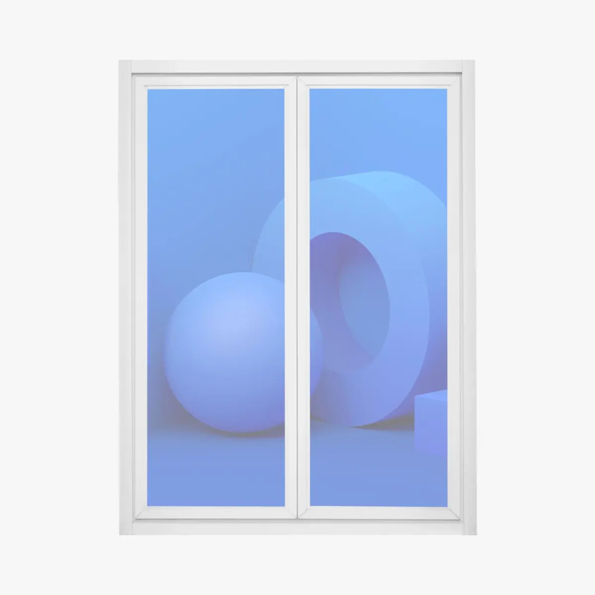 Fensteraufkleber blaue geometrische 3d-komposition – Pixers®