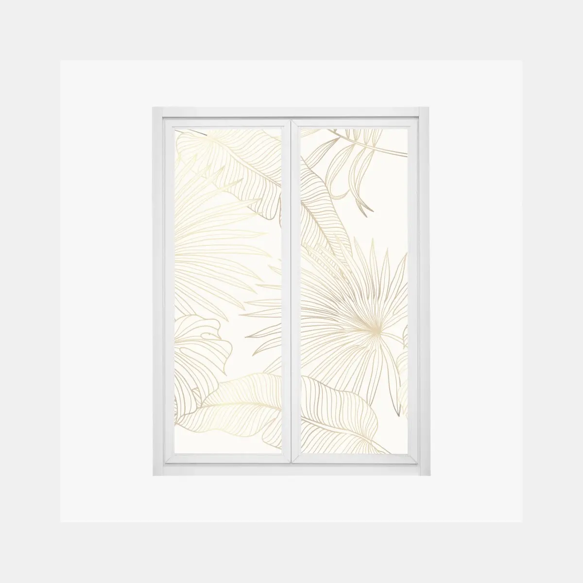 Fensteraufkleber goldene tropische blätter auf beigem hintergrund – Pixers®