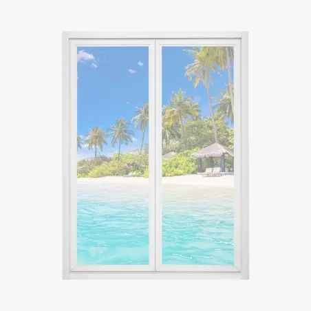 Fensteraufkleber tropischer türkisstrand – Pixers®