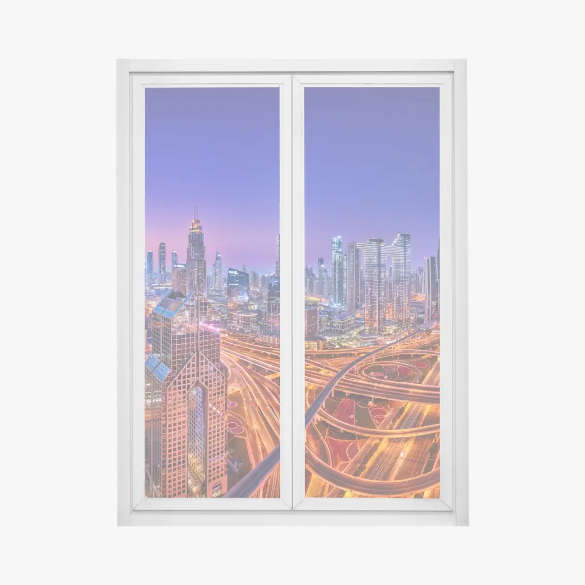 Fensteraufkleber Dubai panorama bei dämmerung – Pixers®