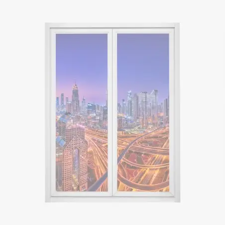 Fensteraufkleber Dubai panorama bei dämmerung – Pixers®