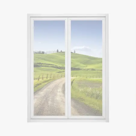 Fensteraufkleber ländliche straße in der Toskana durch grüne hügel – Pixers®