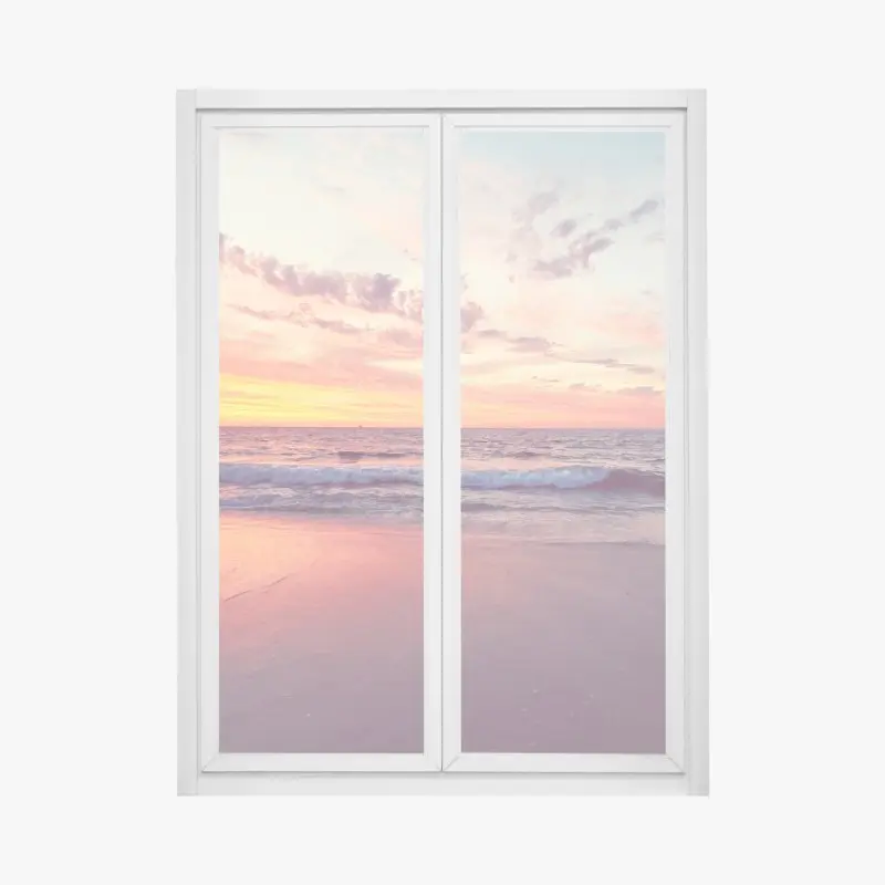 Fensteraufkleber pastelliger sonnenuntergang über ruhigem meer