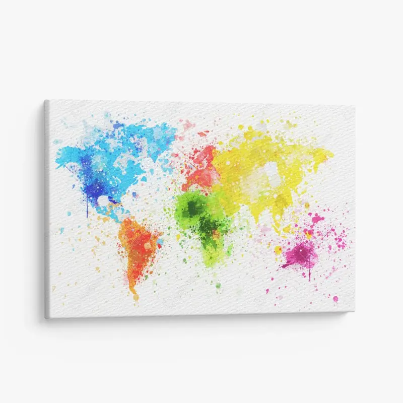 Leinwandbild bunte aquarell-weltkarte