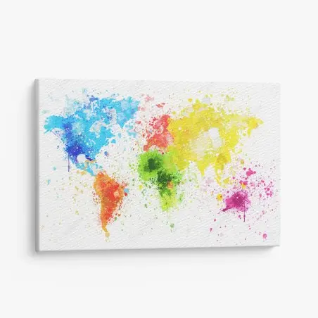 Leinwandbild bunte aquarell-weltkarte – Pixers®