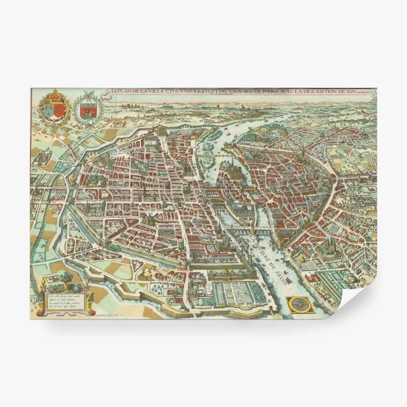 Fototapete antike stadtkarte von Paris