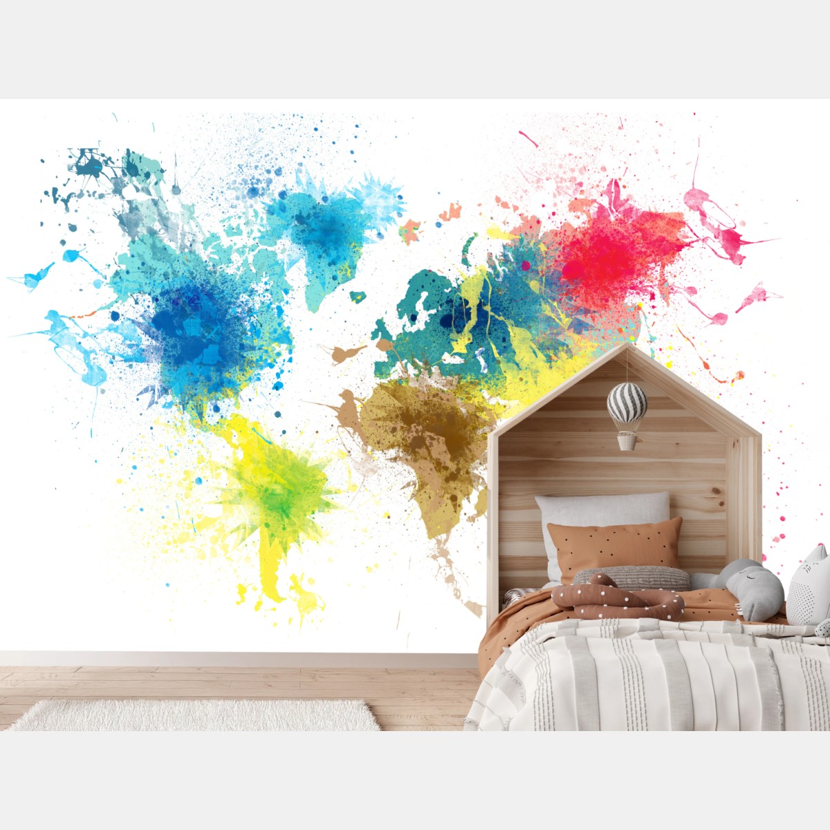 Fototapete bunte weltkarte mit farbspritzern – Pixers®
