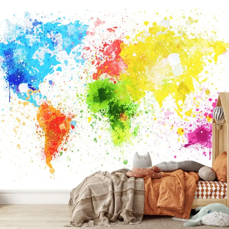 Fototapete bunte aquarell-weltkarte