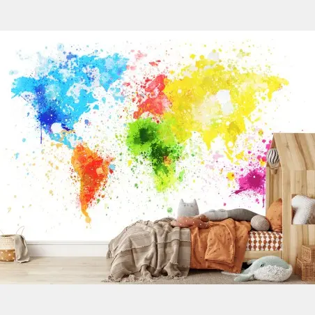 Fototapete bunte aquarell-weltkarte – Pixers®