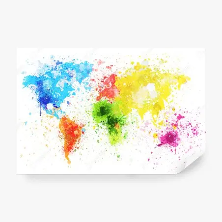 Fototapete bunte aquarell-weltkarte – Pixers®