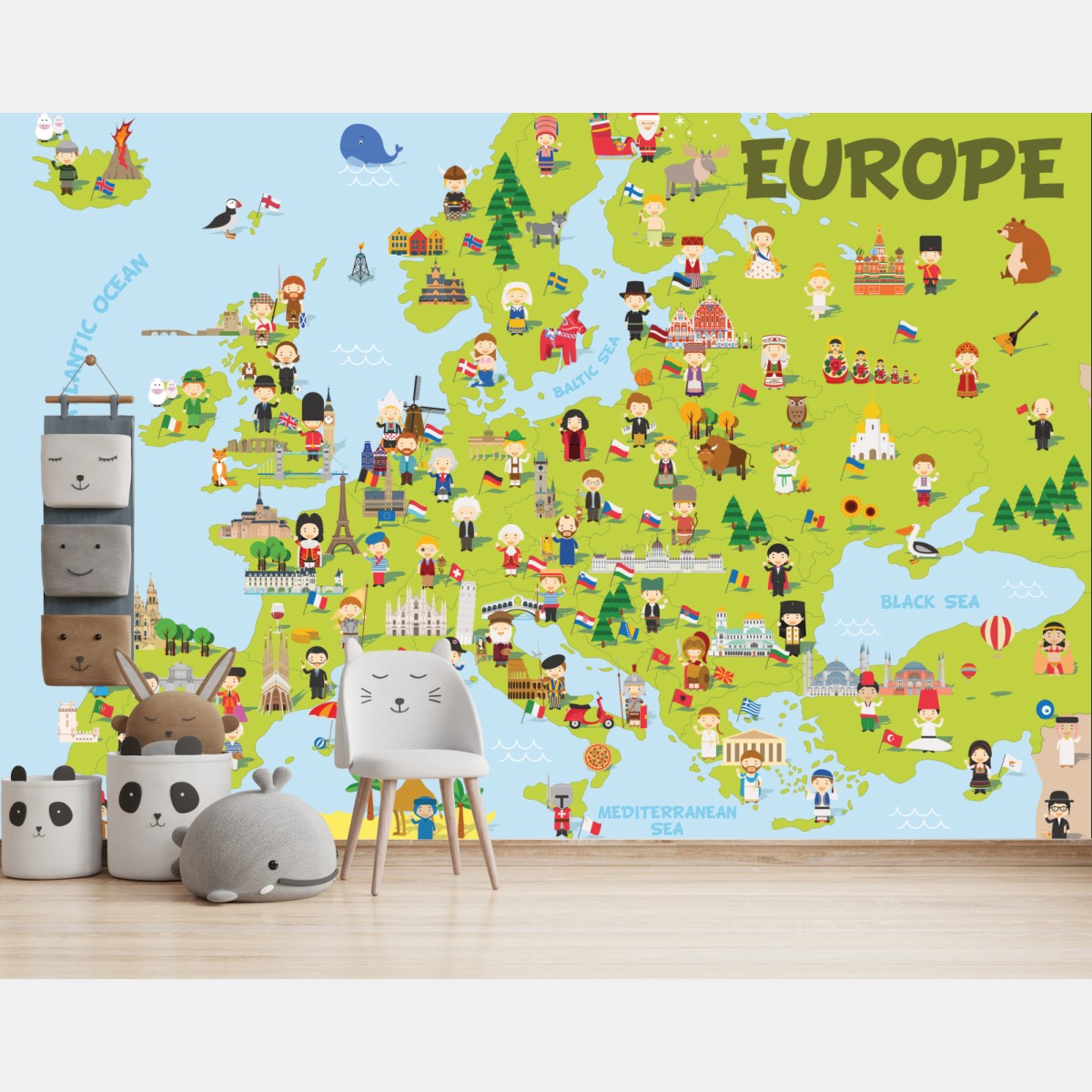 Fototapete illustrierte Europa karte für kinder – Pixers®