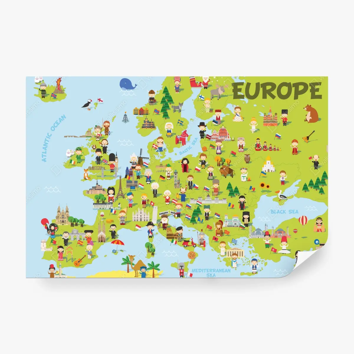 Fototapete illustrierte Europa karte für kinder – Pixers®