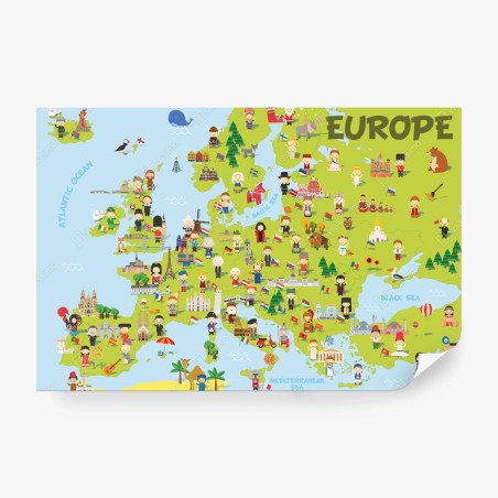 Fototapete illustrierte Europa karte für kinder – Pixers®