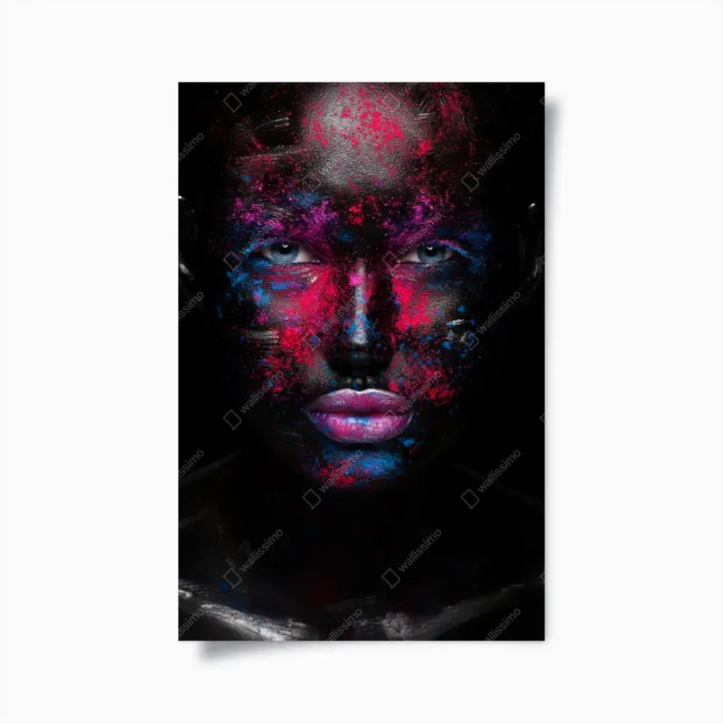 Poster dramatisches neon-gesichtsporträt