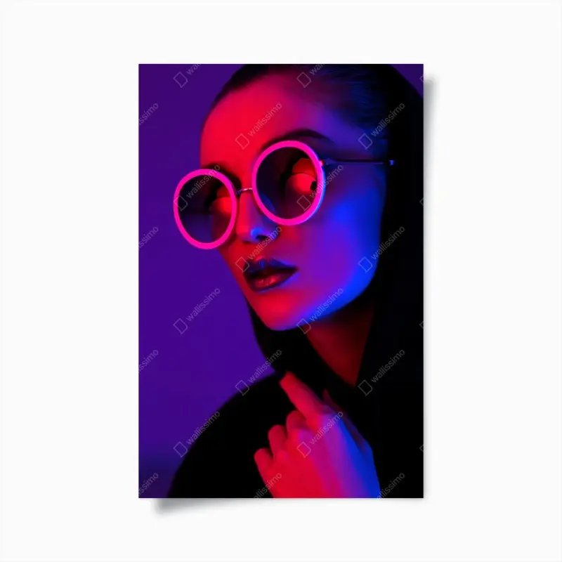 Poster neonporträt in pink und blau
