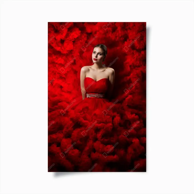 Poster elegantes porträt im roten kleid