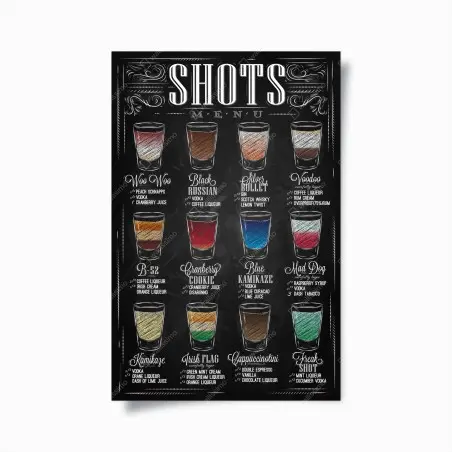 Poster vintage kreidetafel shots menü – Pixers®
