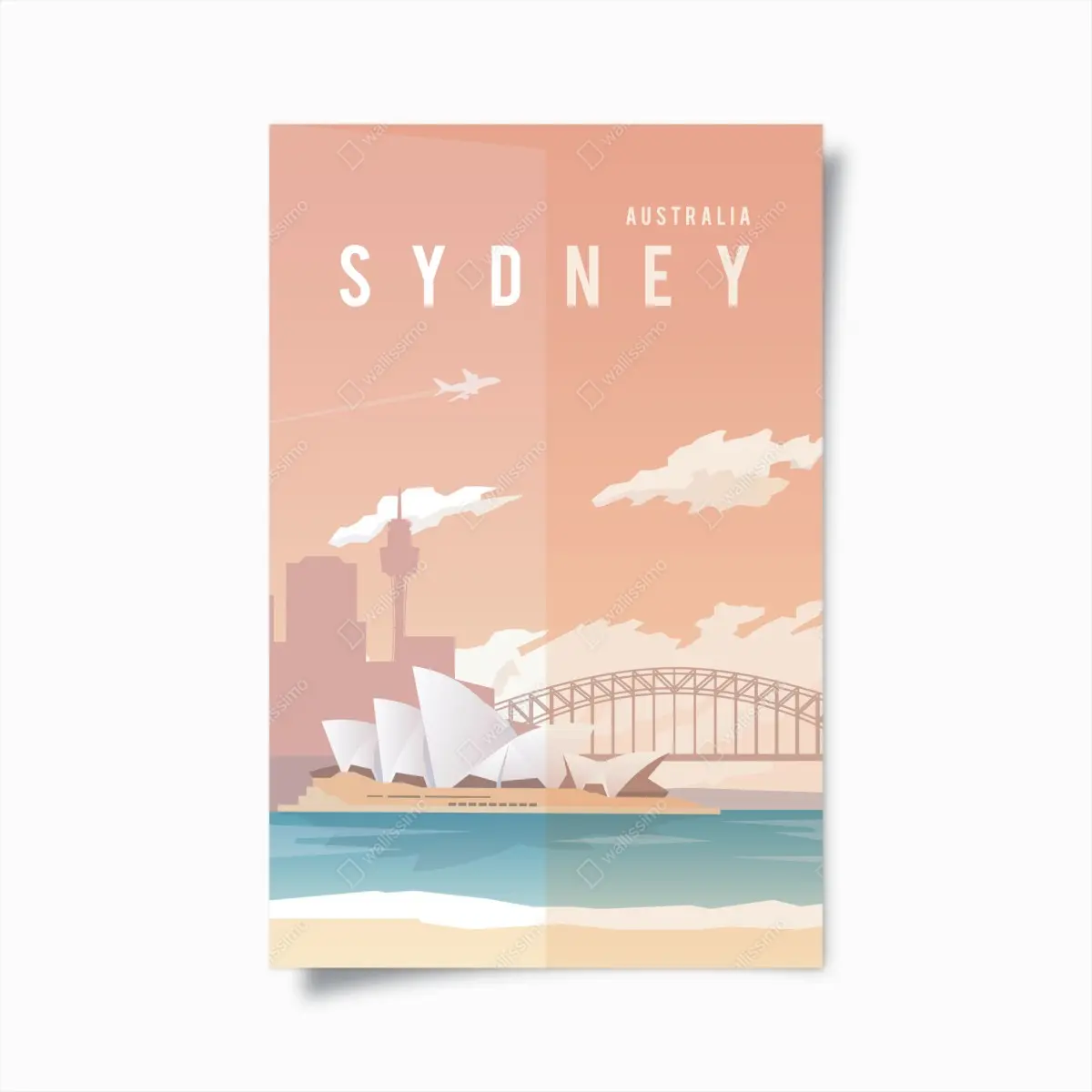 Poster pastellblick auf Sydney mit opernhaus und brücke – Pixers®