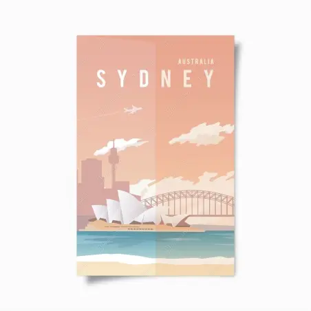 Poster pastellblick auf Sydney mit opernhaus und brücke – Pixers®