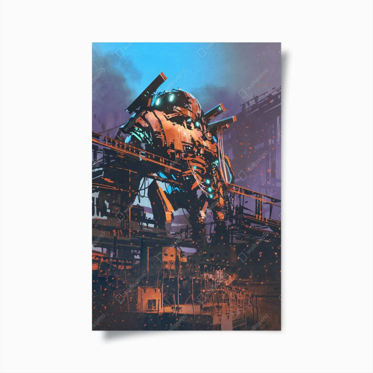 Poster riesiger mech in verlassener fabrik – Pixers®