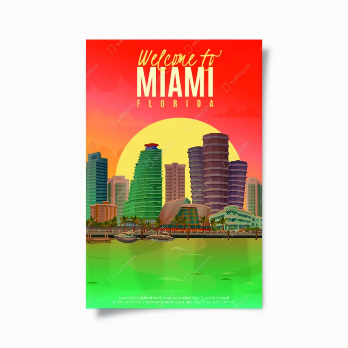 Poster Miami sonnenuntergang skyline – Pixers®
