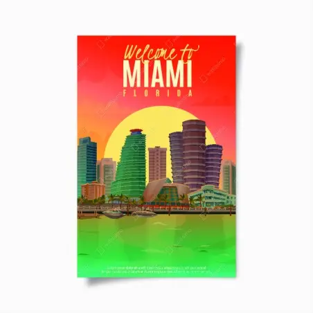 Poster Miami sonnenuntergang skyline – Pixers®