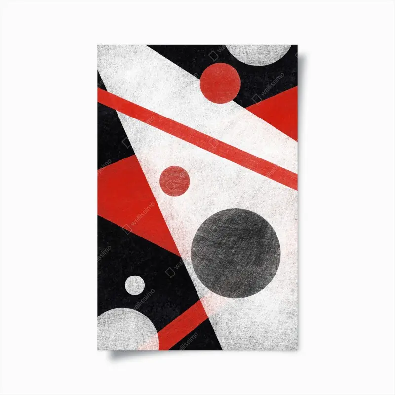 Poster geometrische abstraktion in rot und schwarz