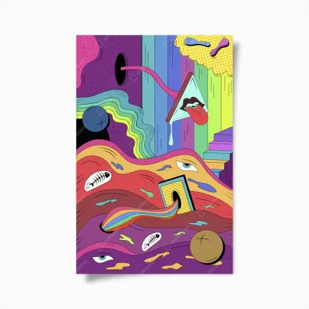 Poster psychedelische pop-art traumlandschaft – Pixers®