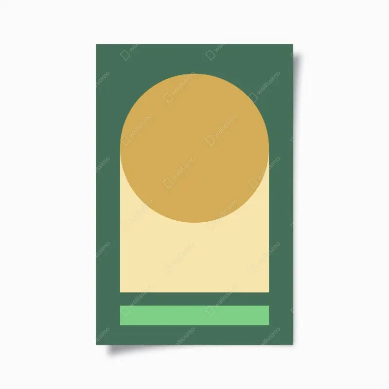 Poster goldene sonne über geometrischem block