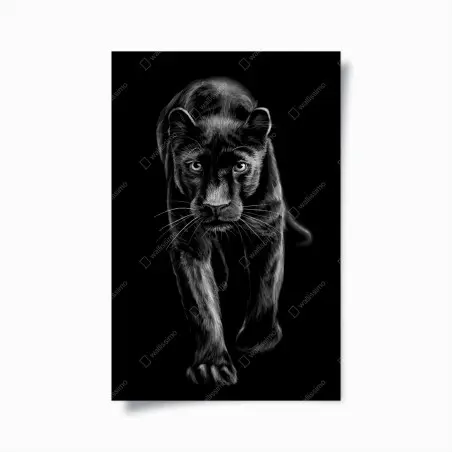 Poster schreitender schwarzer panther illustration – Pixers®