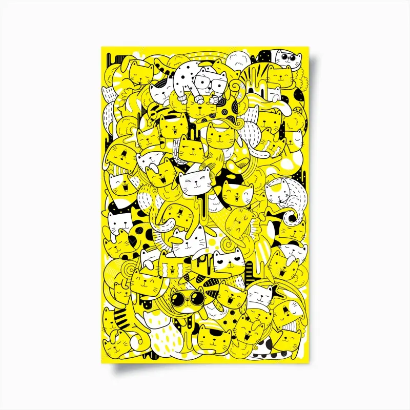 Poster verspielte gelbe katzen-collage