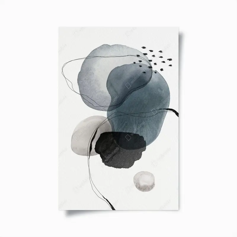 Poster ruhige blaue aquarellkugeln