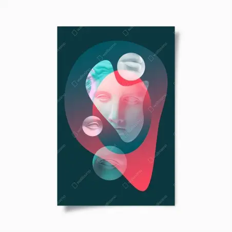 Poster surreales klassisches gesicht im duoton – Pixers®