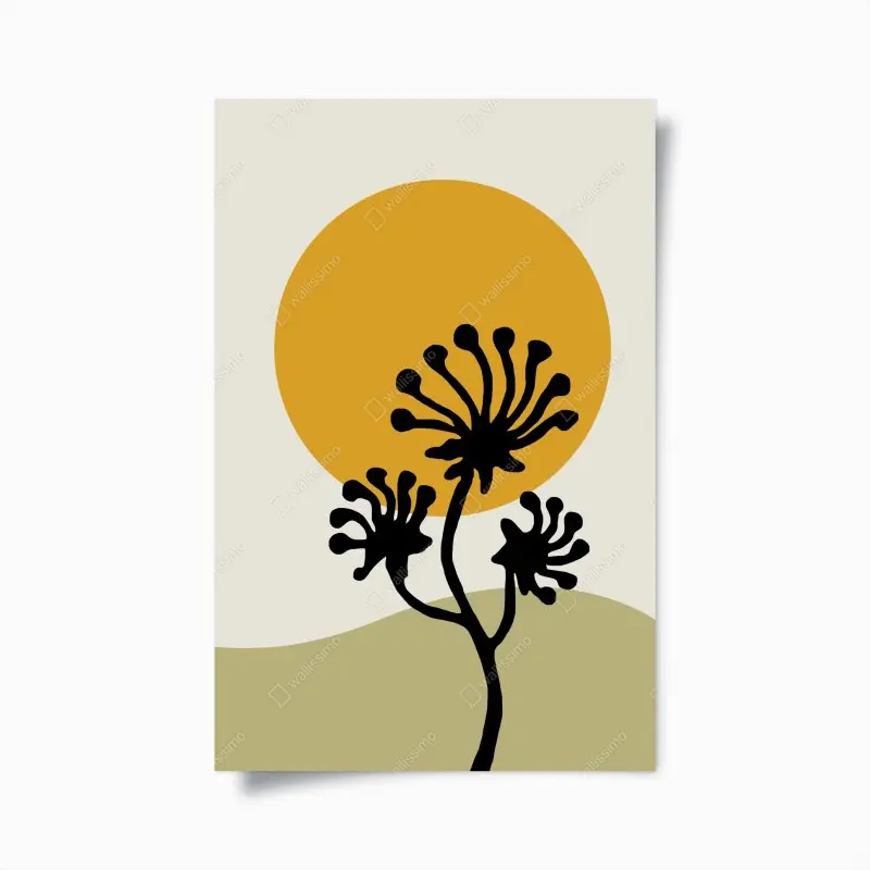 Poster minimalistische botanische silhouette mit sonne