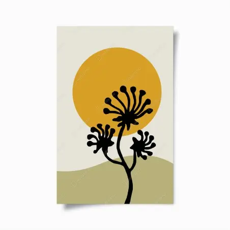 Poster minimalistische botanische silhouette mit sonne – Pixers®