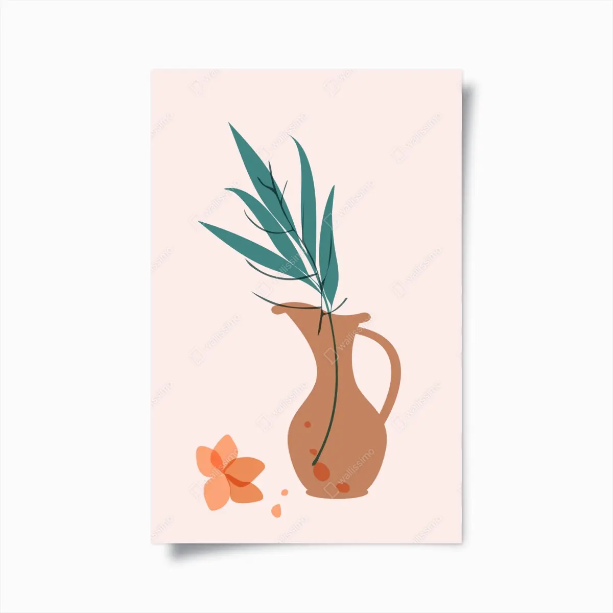 Poster pastell botanische vase mit blättern – Pixers®