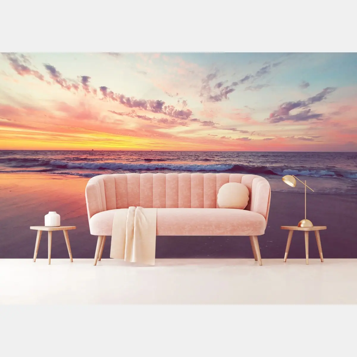 Fototapete pastelliger sonnenuntergang über ruhigem meer – Pixers®