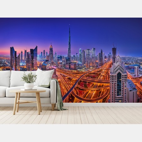 Fototapete Dubai panorama bei dämmerung – Pixers®