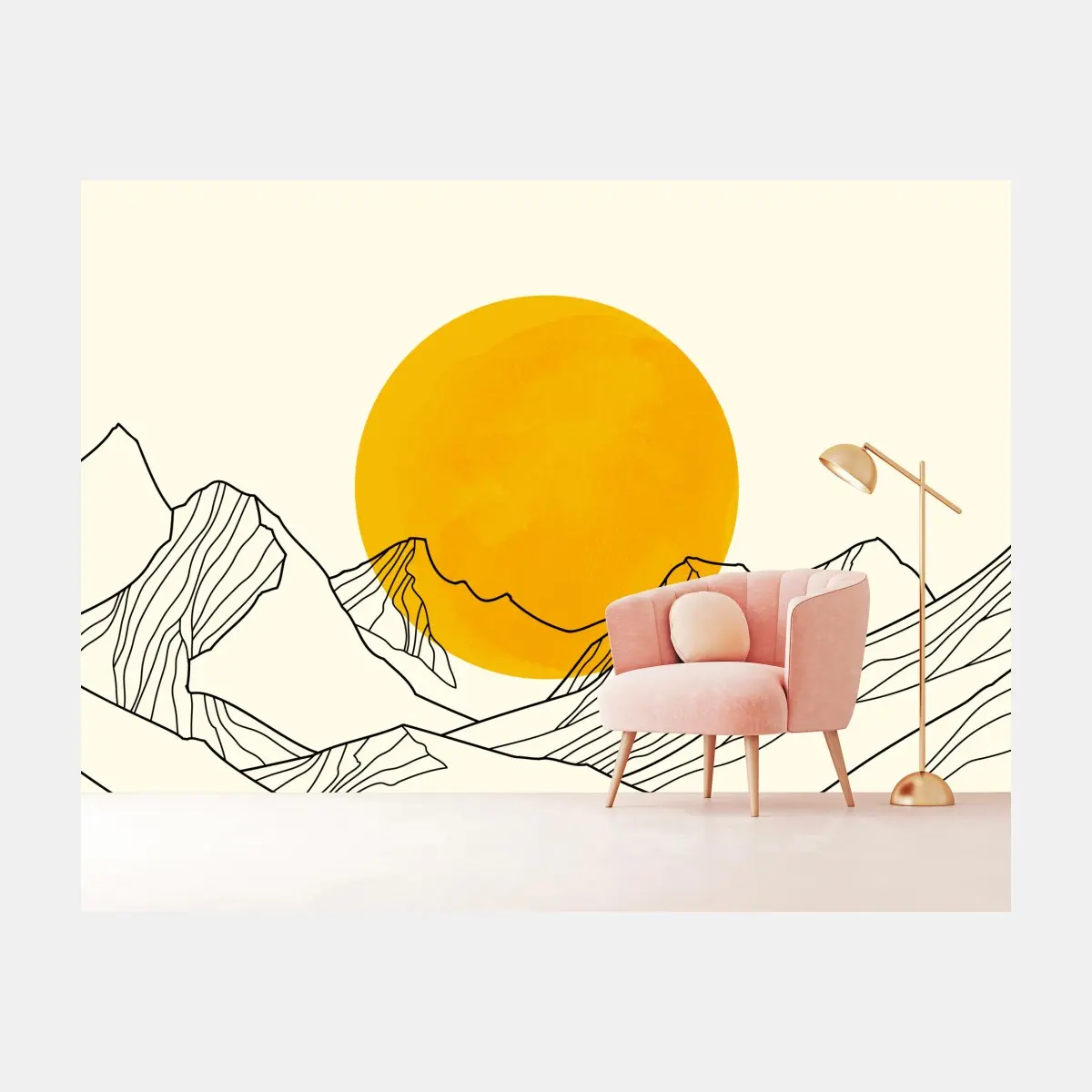 Fototapete goldene sonne über minimalistischen bergen – Pixers®