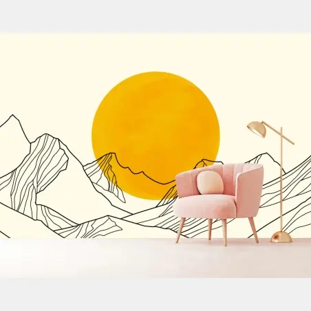 Fototapete goldene sonne über minimalistischen bergen – Pixers®
