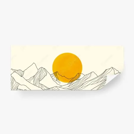 Fototapete goldene sonne über minimalistischen bergen – Pixers®