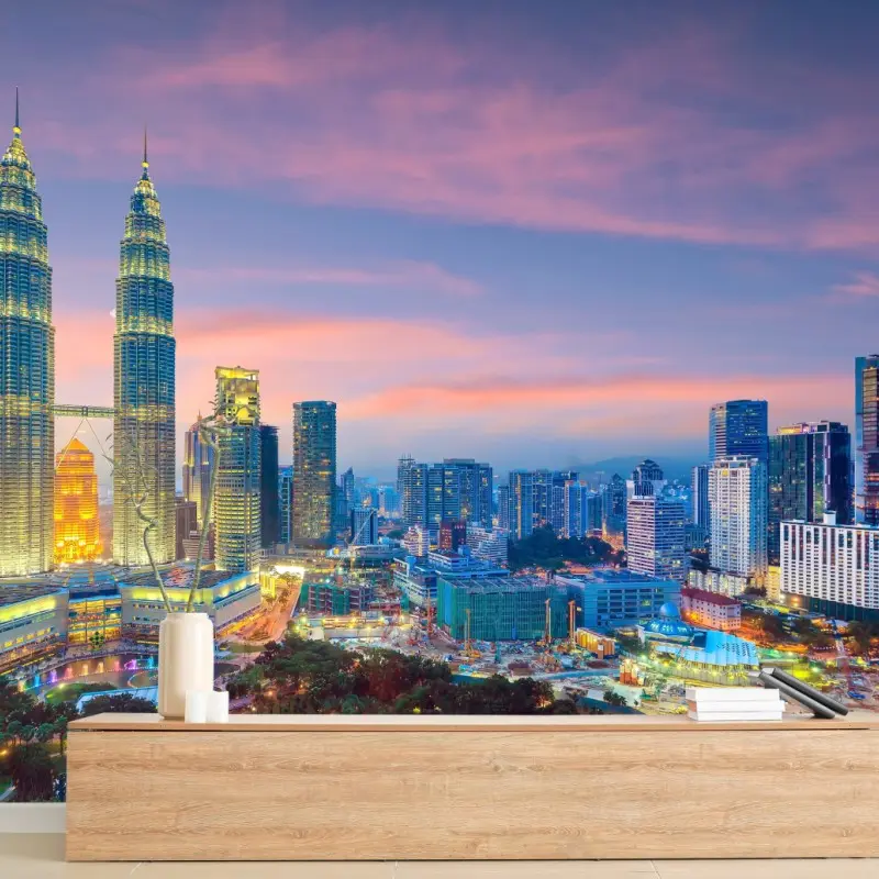 Fototapete Kuala Lumpur skyline bei dämmerung